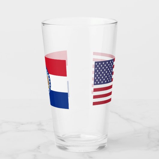 Patriottische glazen beker met vlag van Missouri (Links)