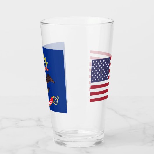 Patriottische glazen beker met vlag van North Dako (Links)