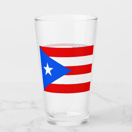Patriottische glazen beker met vlag van Puerto Ric (Voorkant)