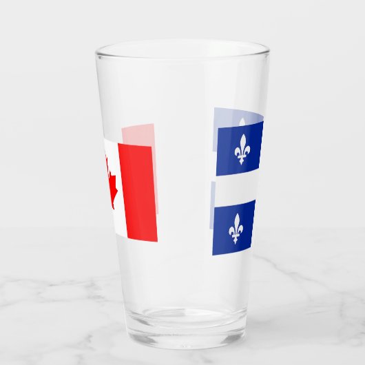 Patriottische glazen beker met vlag van Quebec, Ca (Rechts)