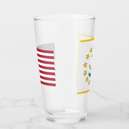 Patriottische glazen beker met vlag van Rhode Isla (Rechts)