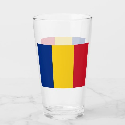 Patriottische glazen beker met vlag van Roemenië (Voorkant)