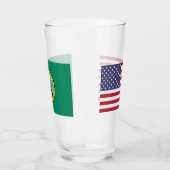 Patriottische glazen beker met vlag van Washington (Links)