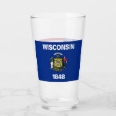 Patriottische glazen beker met vlag van Wisconsin (Voorkant)