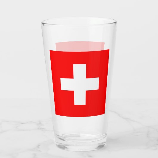 Patriottische glazen beker met vlag van Zwitserlan (Achterkant)