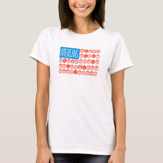 Patriottische glimlachende Amerikaanse vlag divers T-shirt