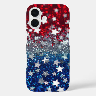 Patriottische Glitter iPhone 16 Hoesje