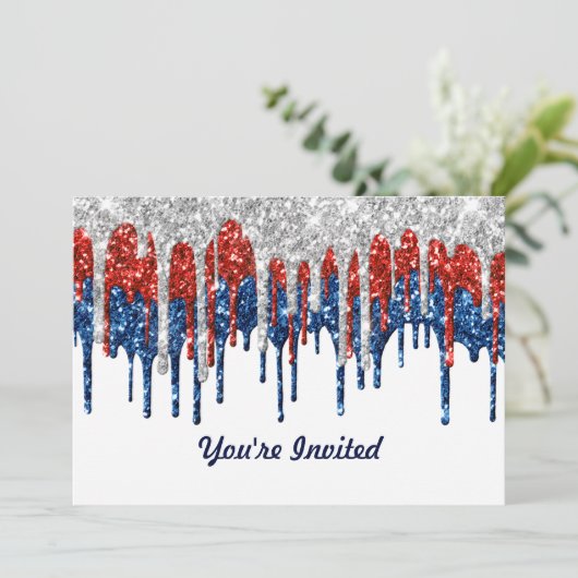 Patriottische glitter drift op zaterdag kaart (Staand voorkant)