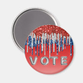 Patriottische Glitter Drip Americana Stem Magneet (Voorkant / Achterkant)