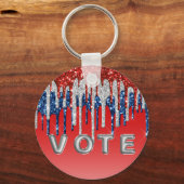 Patriottische Glitter Drip Americana Stem Sleutelhanger (Voorkant)
