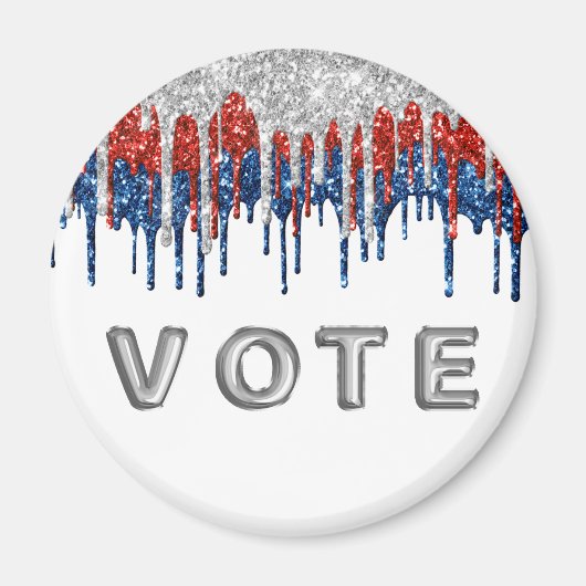 Patriottische Glitter Drip Rand Stem Magneet (Voorkant)