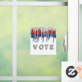 Patriottische Glitter Drip Rand Stem Raamsticker