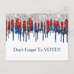 Patriottische Glitter Drip Rand Stemherinnering Briefkaart
