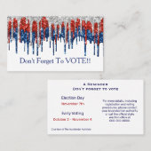 Patriottische Glitter Drip Rand Stemherinnering Visitekaartje (Voorkant / Achterkant)