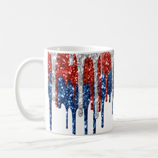 Patriottische glitter druppels koffiemok (Links)