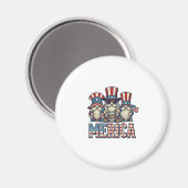 Patriottische Gnome Merica Vintage Vector Ontwerp_ Magneet (Voorkant / Achterkant)
