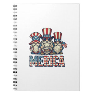 Patriottische Gnome Merica Vintage Vector Ontwerp_ Notitieboek