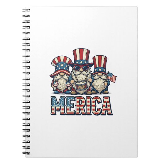 Patriottische Gnome Merica Vintage Vector Ontwerp_ Notitieboek (Voorkant)