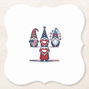 Patriottische Gnome Trio Vintage Vector Design_1 Kartonnen Onderzetters