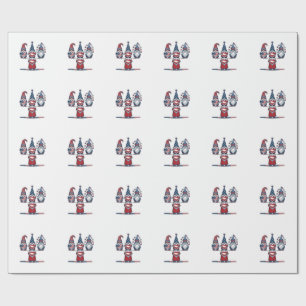 Patriottische Gnome Trio Vintage Vector Ontwerp_1 Cadeaupapier