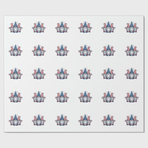 Patriottische Gnome Trio Vintage Vector Ontwerp_1 Cadeaupapier