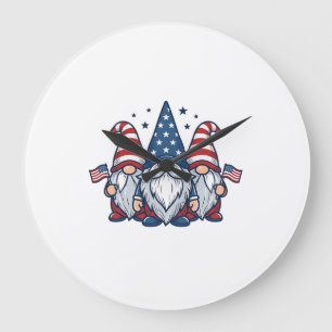 Patriottische Gnome Trio Vintage Vector Ontwerp_1 Grote Klok