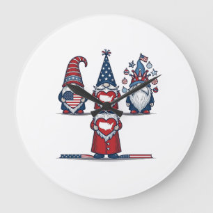 Patriottische Gnome Trio Vintage Vector Ontwerp_1 Grote Klok