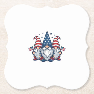 Patriottische Gnome Trio Vintage Vector Ontwerp_1 Kartonnen Onderzetters