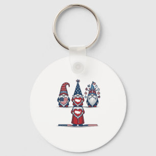 Patriottische Gnome Trio Vintage Vector Ontwerp_1 Sleutelhanger