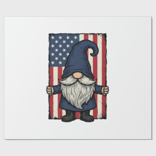 Patriottische Gnome Vintage Vlag Shirt Ontwerp_1 Cadeaupapier