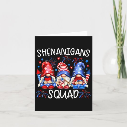 Patriottische Gnomes 4 juli Grappige Shenanigans V Kaart (Voorkant)