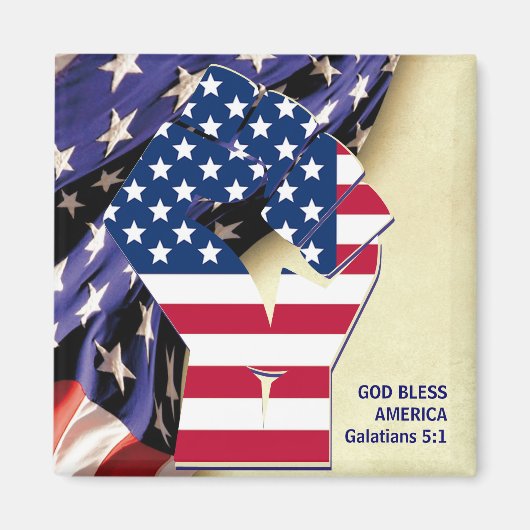 Patriottische GOD BLESS AMERICA Flag Magneet (Voorkant)