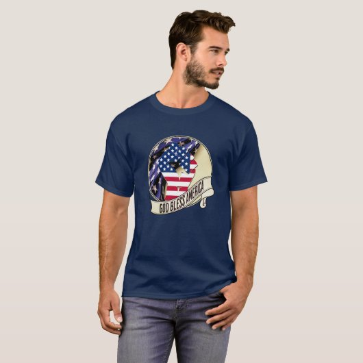 Patriottische GOD BLESS AMERICA Flag T-shirt (Voorkant volledig)