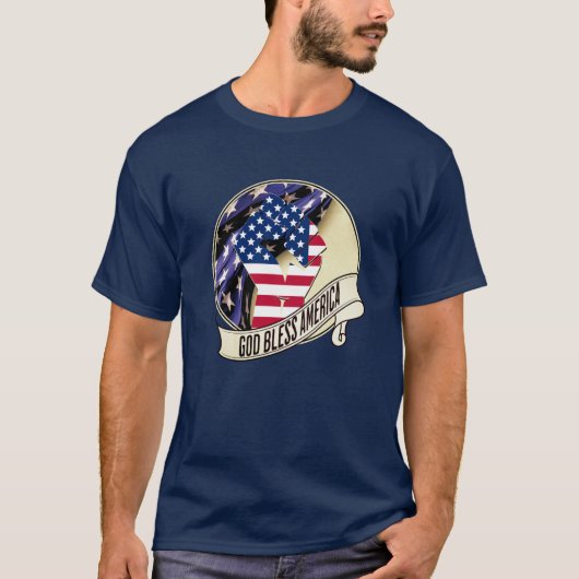 Patriottische GOD BLESS AMERICA Flag T-shirt (Voorkant)