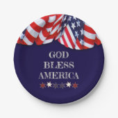 Patriottische God Bless America Red White Bunting Papieren Bordje (Voorkant)