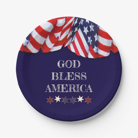 Patriottische God Bless America Red White Bunting Papieren Bordje (Voorkant)