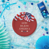 Patriottische God Bless America Red White Bunting Papieren Bordje (Feest)