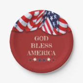 Patriottische God Bless America Red White Bunting Papieren Bordje (Voorkant)