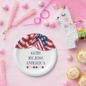 Patriottische God Bless America Red White Bunting Papieren Bordje (Feest)