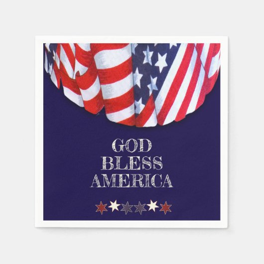 Patriottische God Bless America Red White Bunting Servet (Voorkant)