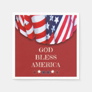 Patriottische God Bless America Red White Bunting Servet