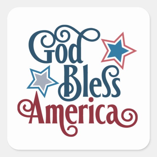 Patriottische God Bless America woordkunst Vierkante Sticker (Voorkant)