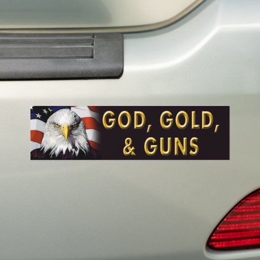 Patriottische "God, goud, Pistolen" bumpersticker (Op auto)