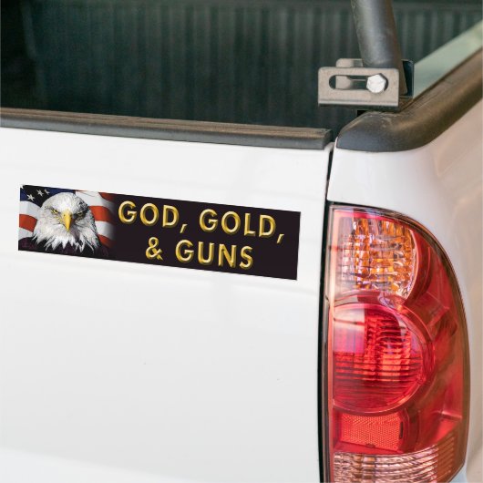 Patriottische "God, goud, Pistolen" bumpersticker (Op Truck)