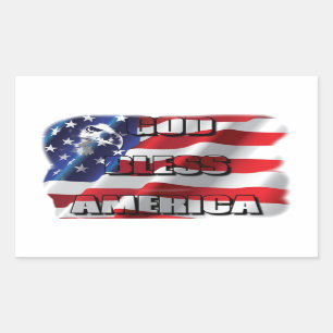 Patriottische God Zegen Amerika Adelaar en Vlag Rechthoekige Sticker