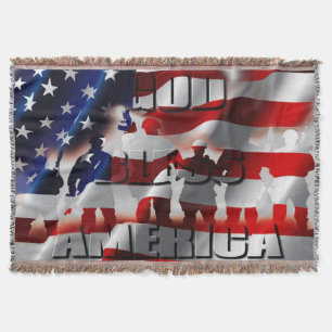 Patriottische God Zegen Amerika Vlag en Soldaten Deken
