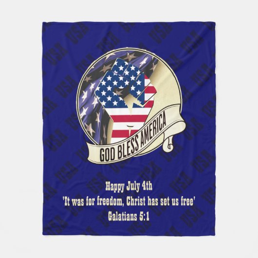 Patriottische GOD ZEGENE AMERIKA 4 juli Fleece Deken (Voorkant)