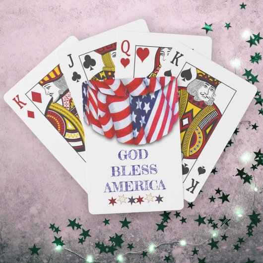 Patriottische God zegene Amerika Bunting Pokerkaarten