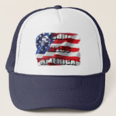 Patriottische God zegene Amerika Eagle en Vlag Trucker Pet (Voorkant)