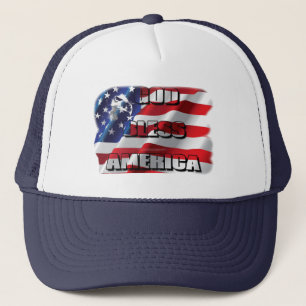 Patriottische God zegene Amerika Eagle en Vlag Trucker Pet